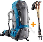 Deuter Aircontact 60+10 SL жіночий з треккінговими палицями Leki Retro